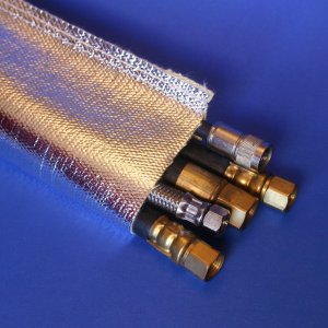 radiant heat reflective aluminized fiberglass sleeve for wire and cable and hose protection