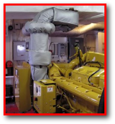 Marine engine thermal blanket protection system