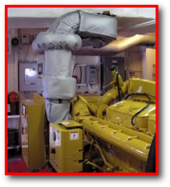 Marine engine exhaust thermal blanket removable protection system